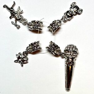 As Low As $2 Bright Silver European Style Charms Cupid Teddy Microphone 4/PK